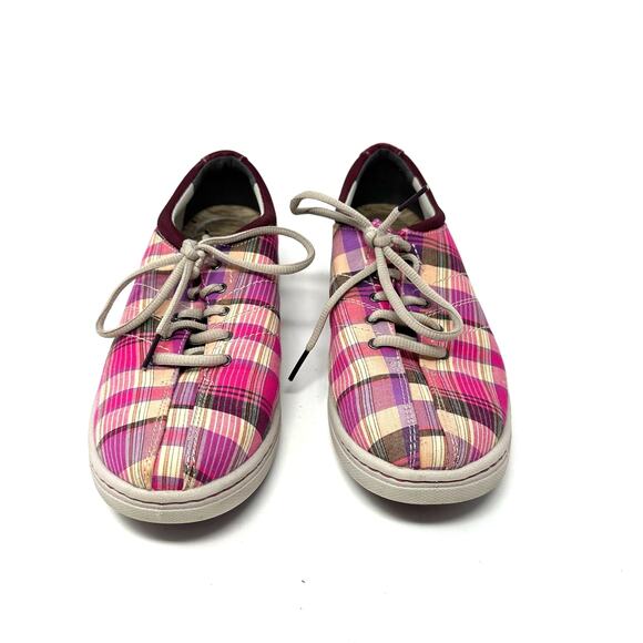Dansko Size 8.5 Sneaker Pink Plaid Lace Up Arch Support Comfort Walking Workwear - Picture 2 of 7
